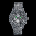 Iced Round Cut Luminous Men's Watch in White Gold