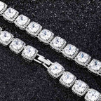 Women's 10mm Clustered Tennis Chain in White Gold