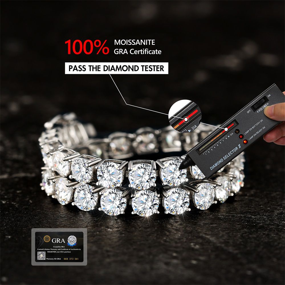 5 Carats 3mm VVS1 Moissanite White Gold Tennis Bracelet