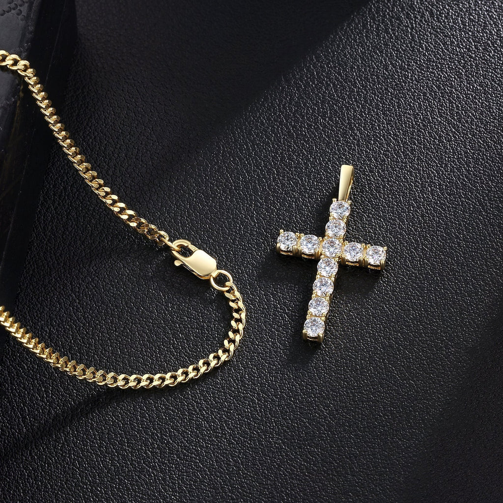 0.5 Carats VVS1 Moissanite Cross Pendant for Men 14K Gold/ White Gold