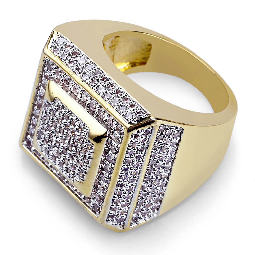 Ice Moissanite Round Cut Square Ring