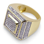 Ice Moissanite Round Cut Square Ring