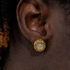 Moissanite Iced Lightning Round Stud Earrings