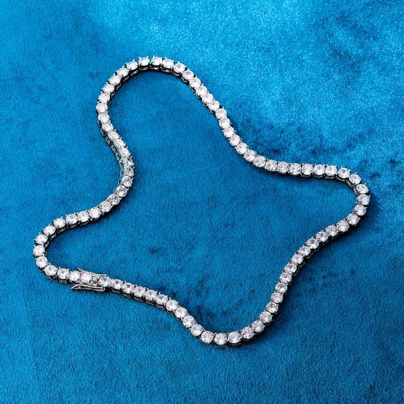 5mm Moissanite Tennis 18K White Gold Chain