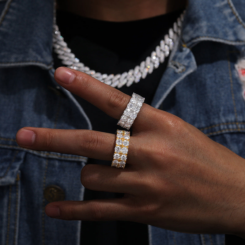 10mm 925S Two Row Eternity Band Ring