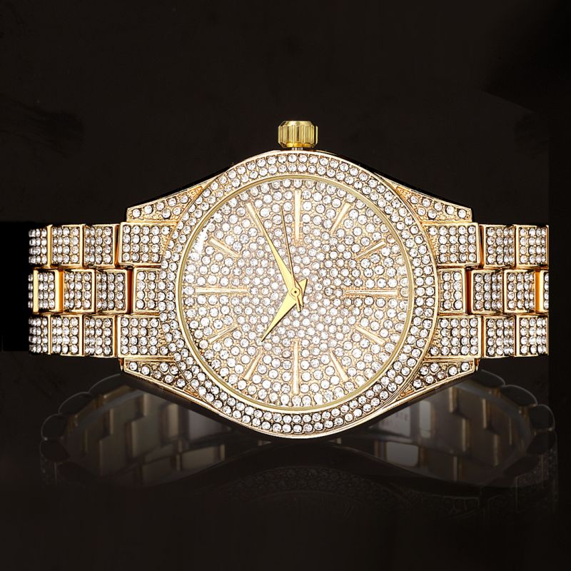 Iced Round Bezel Hip Hop Watch - 43mm Gold