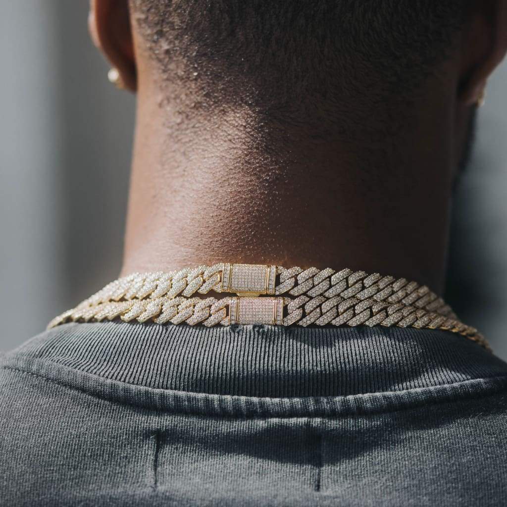 12mm Miami Moissanite Diamond  Cuban Chain - Gold