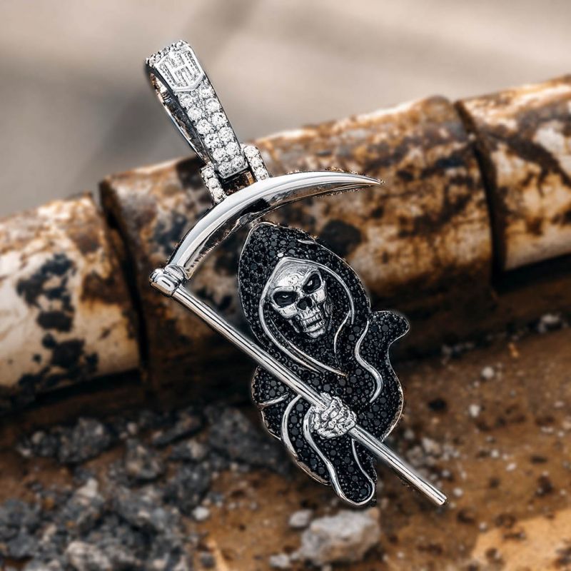 The Death Skull with Sickle Zircon Pendant