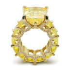Radiant Cut Yellow Diamonds Golden Tone Engagement Ring