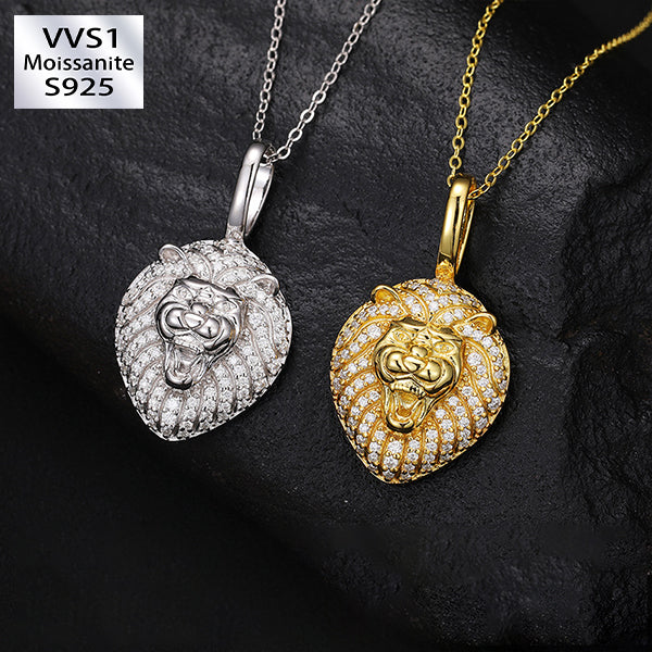 Zircon Lion Head Pendant Necklace