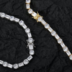 6mm Moissanite Square and Round Mixed Inlaid Tennis Chain