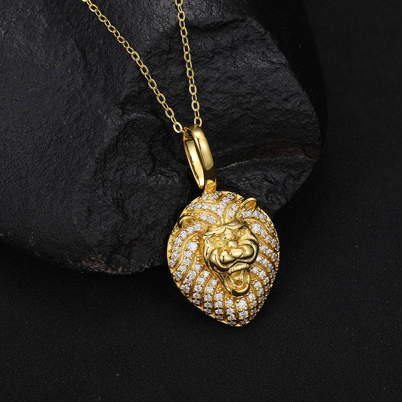Zircon Lion Head Pendant Necklace