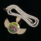 Custom Angel Wing Moissanite Necklace-Best Gifts For Men- Necklace With Picture Inside