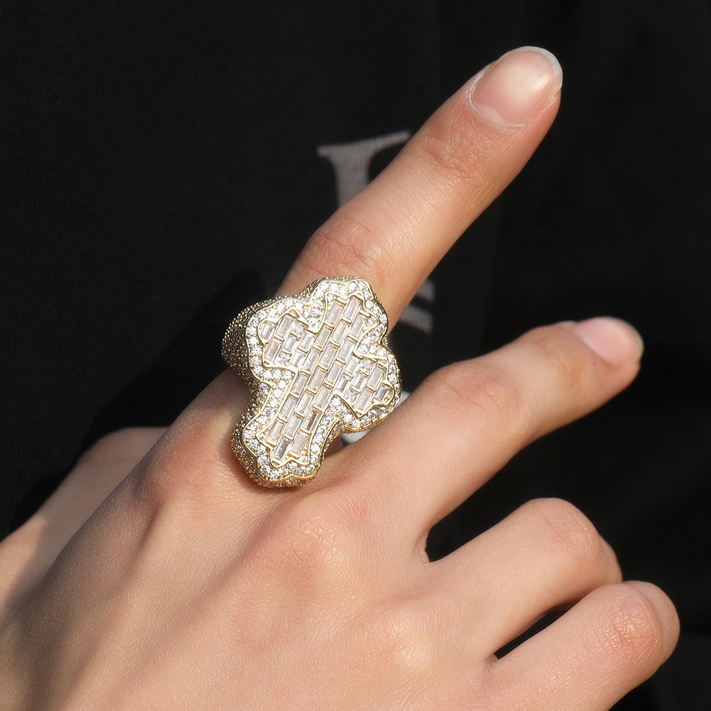 Baguette Flower Bud Moissanite Cross Ring