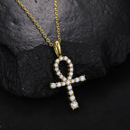 S925 Moissanite Ankh Cross Necklace