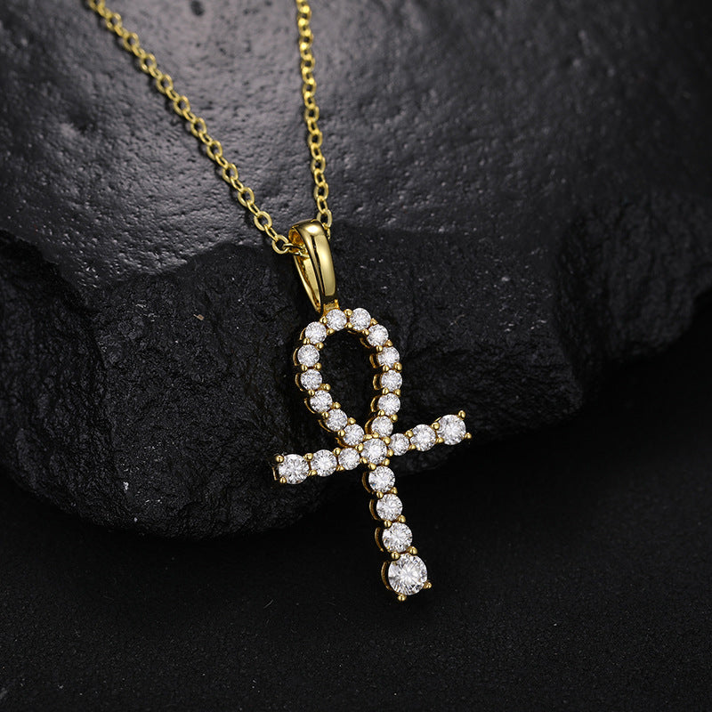 S925 Moissanite Ankh Cross Necklace