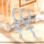 S925 & VVS Moissanite 14K Gold/White Gold Diamond Dangle Cross Mens Earrings (15mm)
