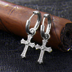 S925 & VVS Moissanite 14K Gold/White Gold Diamond Dangle Cross Mens Earrings (15mm)