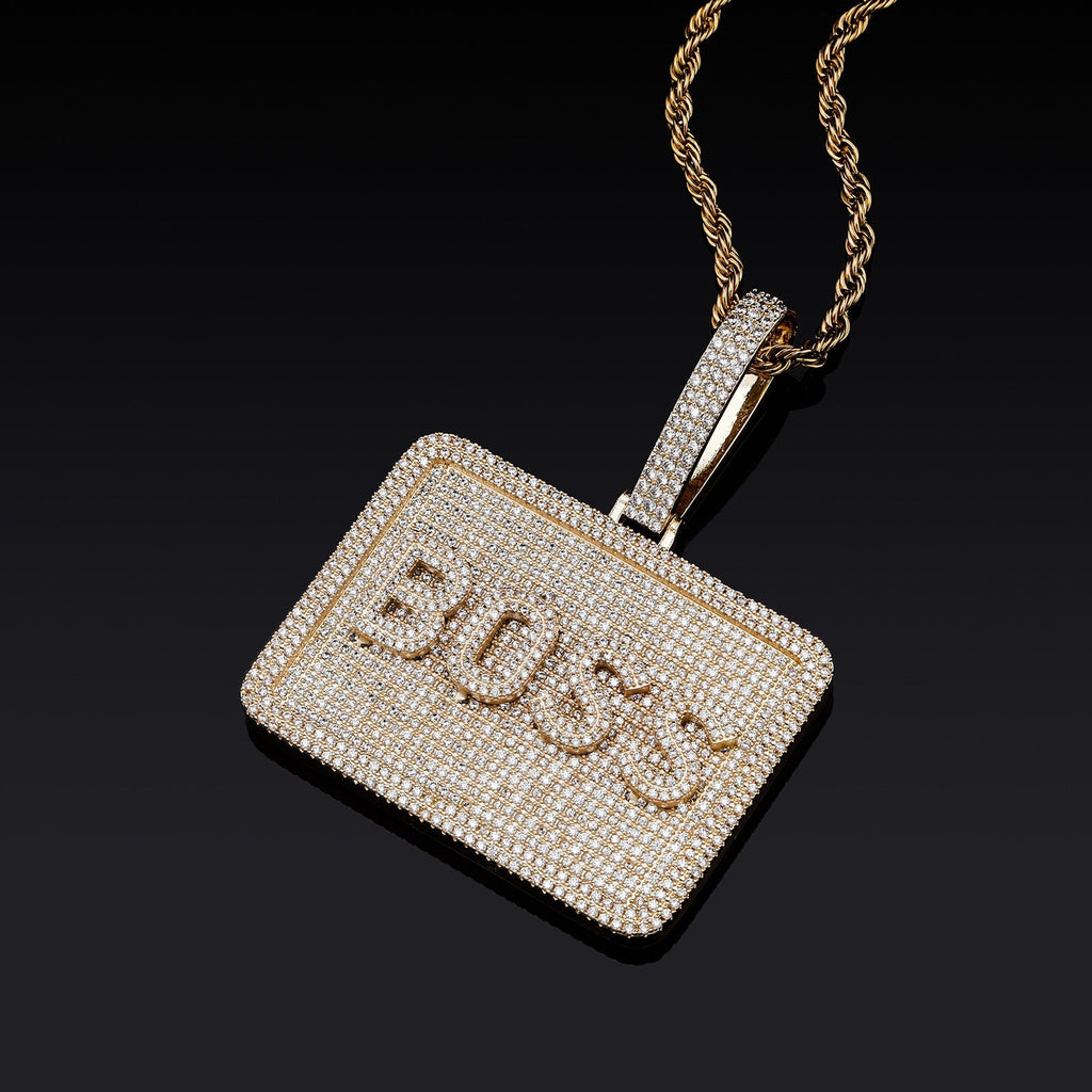 Square Moissanite Diamond Custom Alphabet Pendant