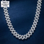 8/10mm VVS1 Moissanite Prong Cuban Chain in S925 Silver