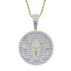 Hip Hop | Baguette Cut Crucifix Cross Round Pendant