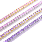 S925 4mm Moissanite Pink Tennis Chain