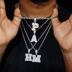 Baguette A to Z Initials Letters Moissanite Pendants in White Gold