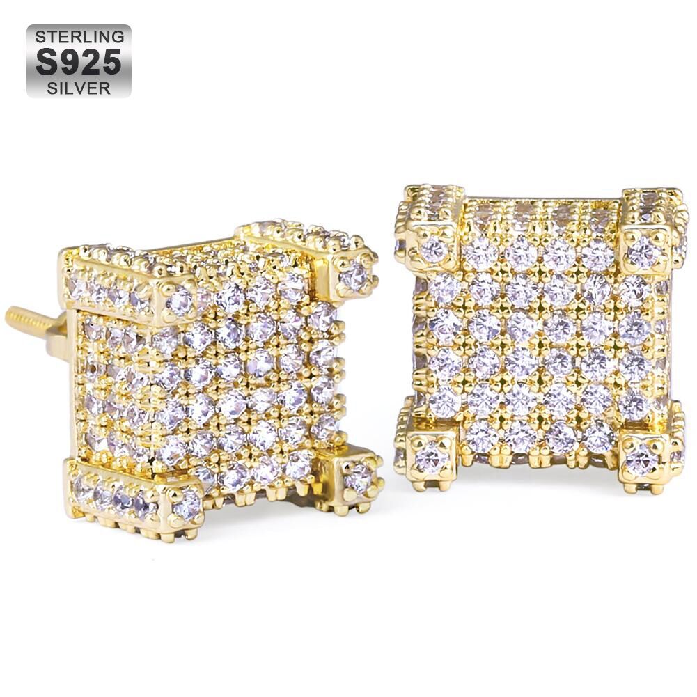 10mm S925 Moissanite Iced Out Stud Earrings Hip-Hop Men's