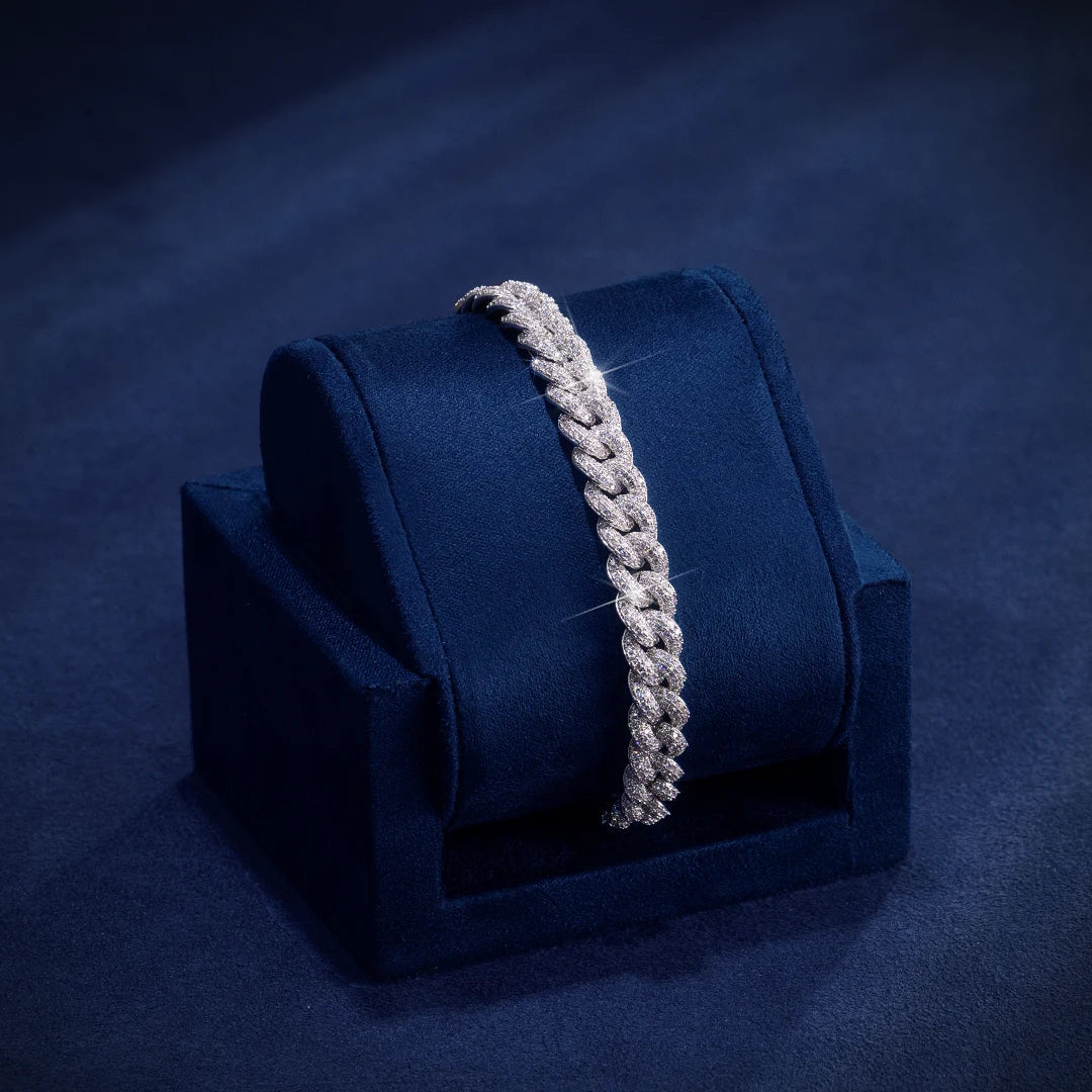 8mm Moissanite Cuban Link Bracelet in Yellow Gold