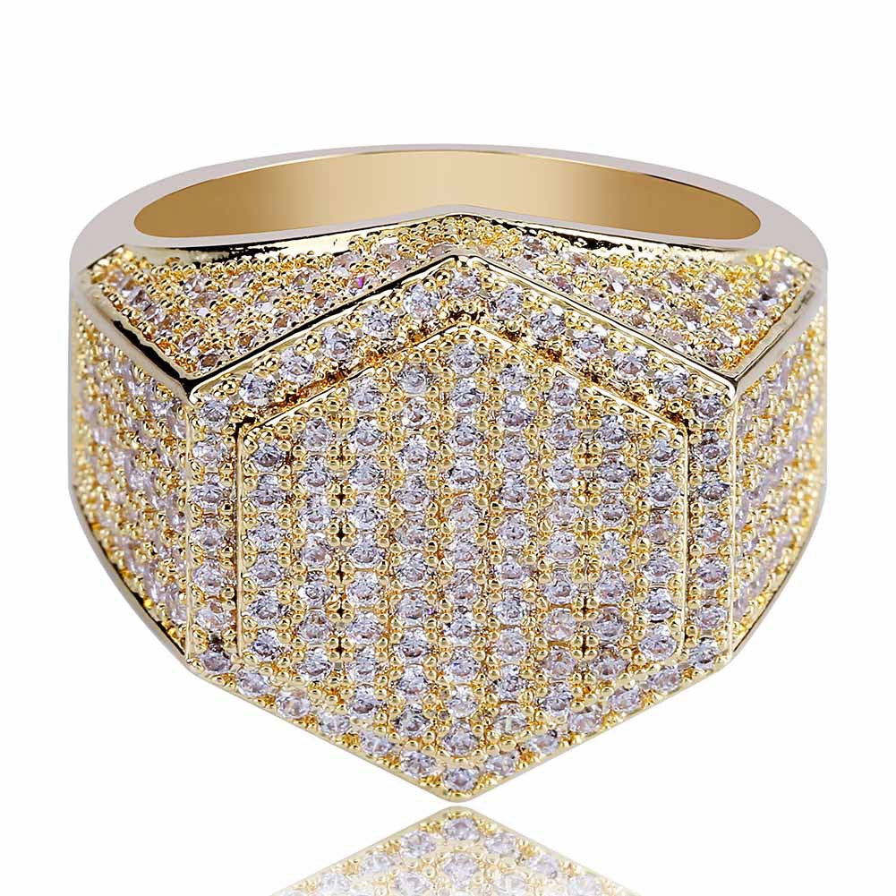 19mm Moissanite Hexagon Hip Hop Ring