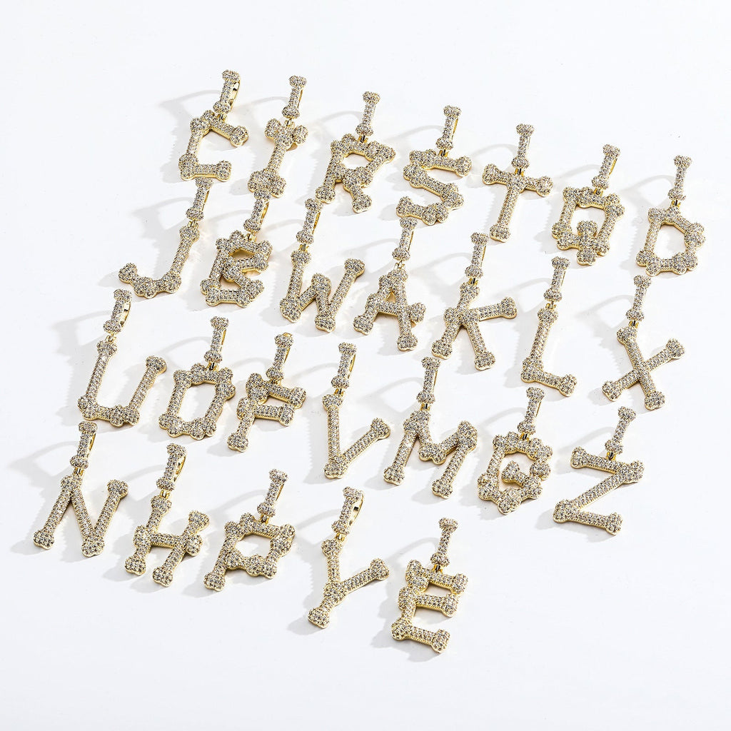 Ice Out Bones Stitching Letter Stitching Custom Moissanite Pendant
