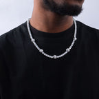 5mm Moissanite Heart and Iced Basketball Tennis Chain in White Gold