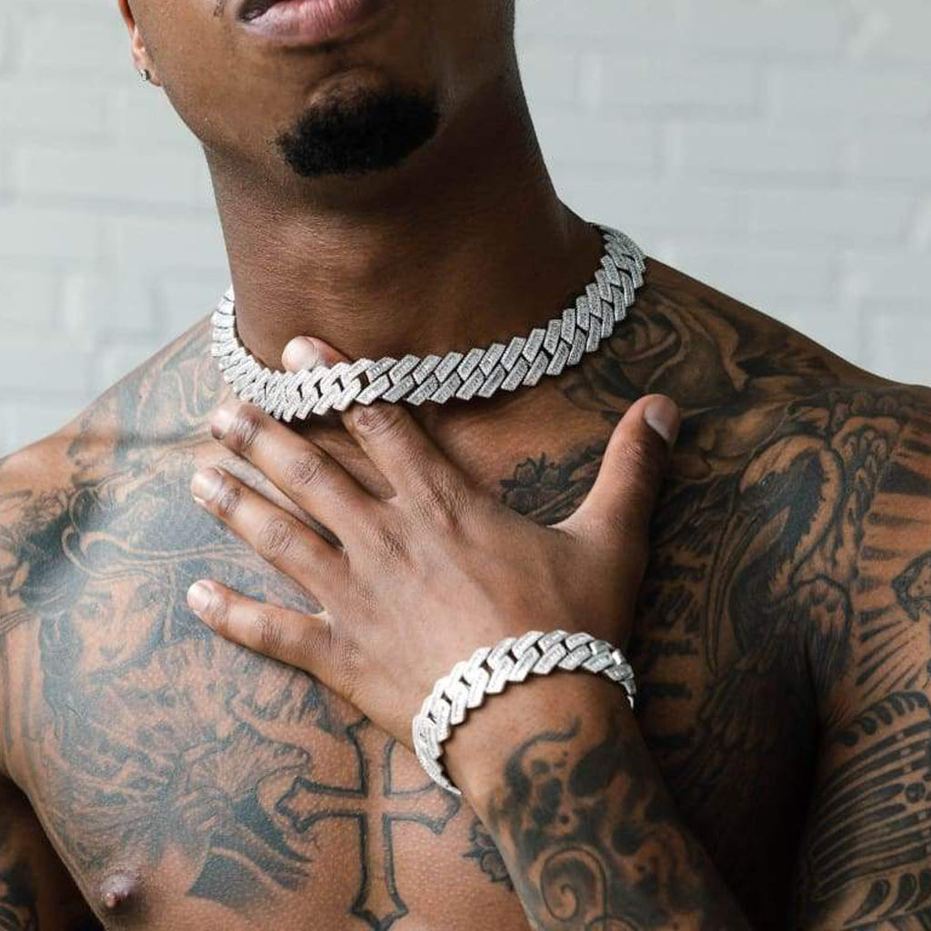 18mm Miami Baguette Chain In White Gold