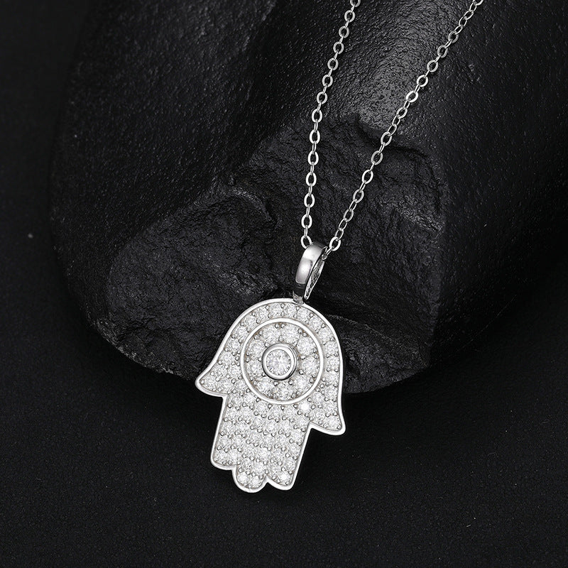 S925 Moissanite Hand of Fatima Pendant