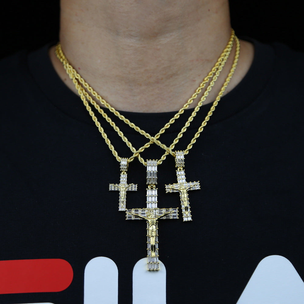 Ice Cross Jesus Zircon Moissanite Pendant