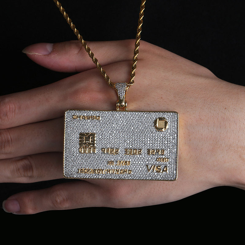 Ice VISA Card Gold Card Black Card Zircon Moissanite Pendant