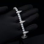 5mm Moissanite Fight Tooth and Claw Tennis Bracelet in White Gold