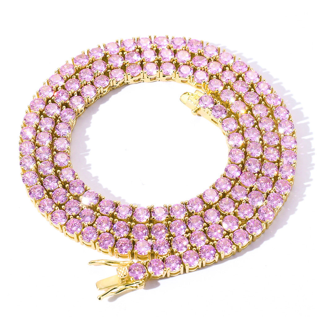 S925 4mm Moissanite Pink Tennis Chain