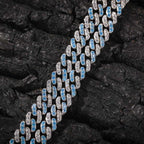 8mm Moissanite Blue&White Iced Cuban Bracelet