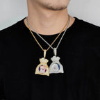 Custom | Iced Out "Money Bag Picture Necklace Photo" Pendant