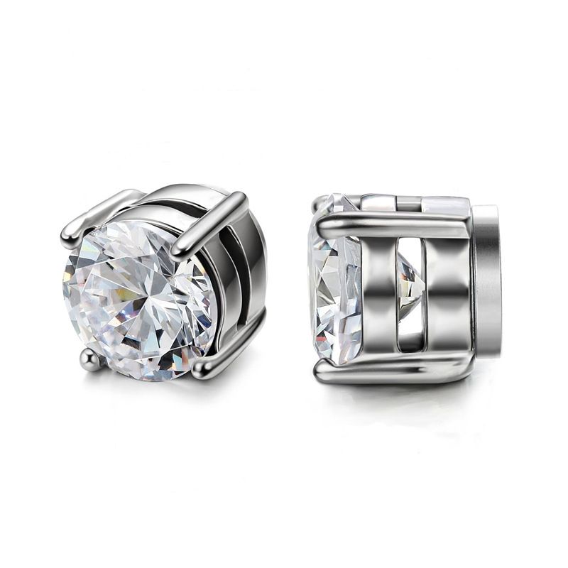 Round Moissanite Magnetic Non-Piercing Stud Earrings