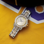 Iced Two-Tone Hip Hop Watch - 40.6mm Gold Dial