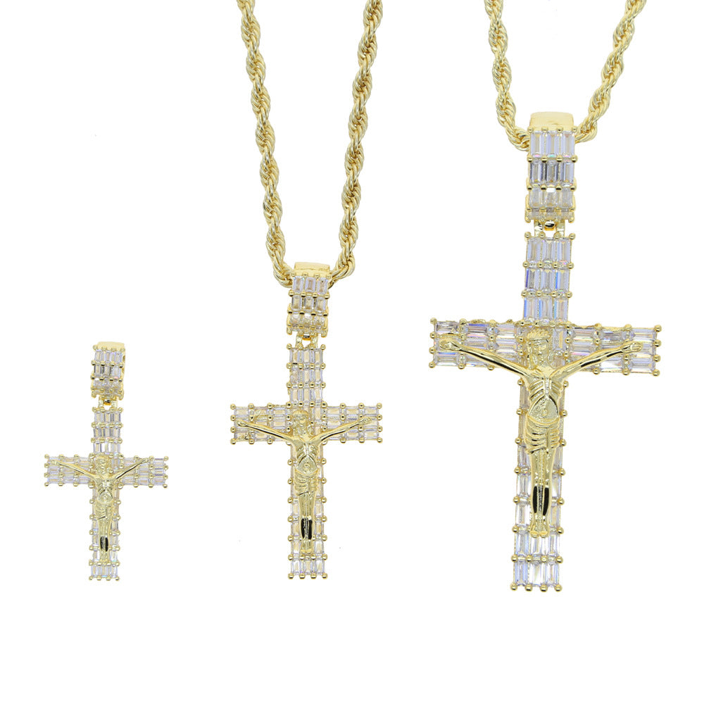Ice Cross Jesus Zircon Moissanite Pendant
