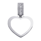Custom Locket Heart Photo Moissanite Pendant in White Gold