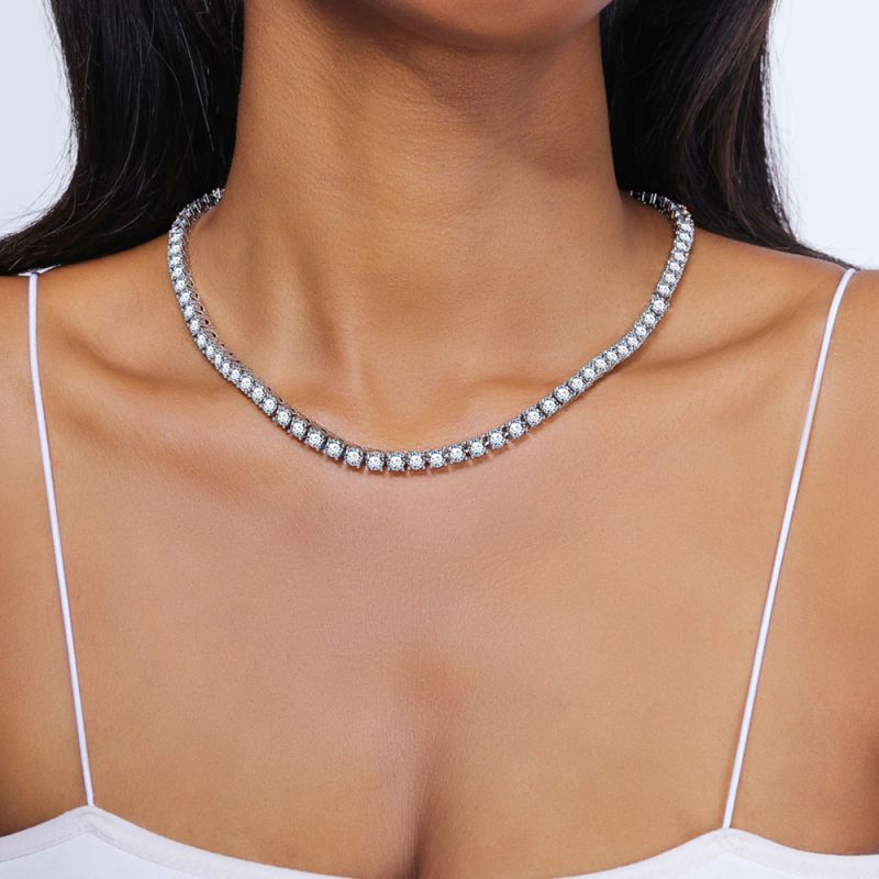 Women's 5mm Tennis Necklace in White Gold