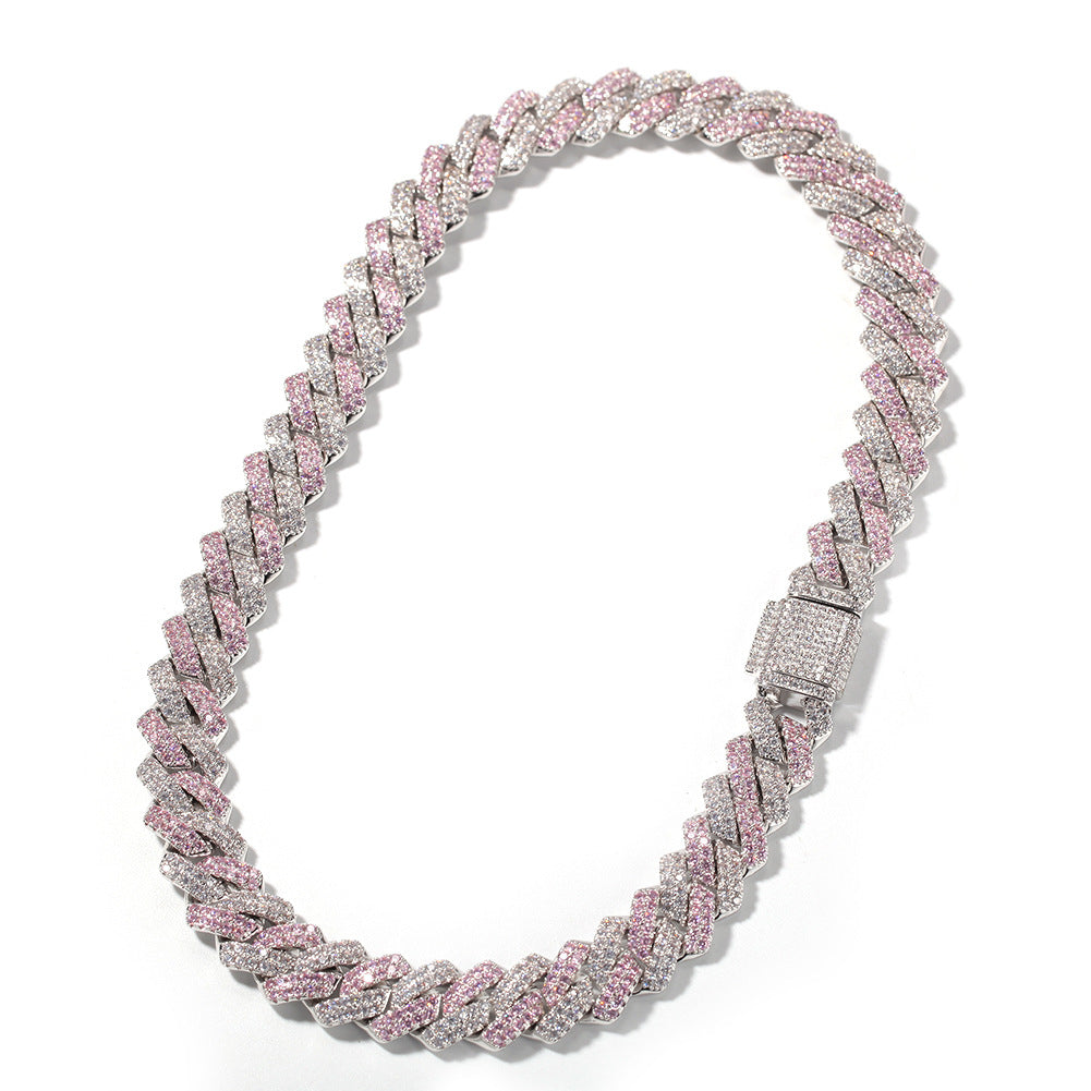 13mm Two-Tone Gemstone Cuban Chain