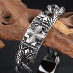 Vintage Cross Totem Stainless Steel Cuban Bracelet