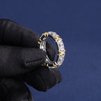 Two Tone Crossover Moissanite Ring