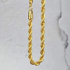Women's 5mm 18K Gold Finish Rope Chain