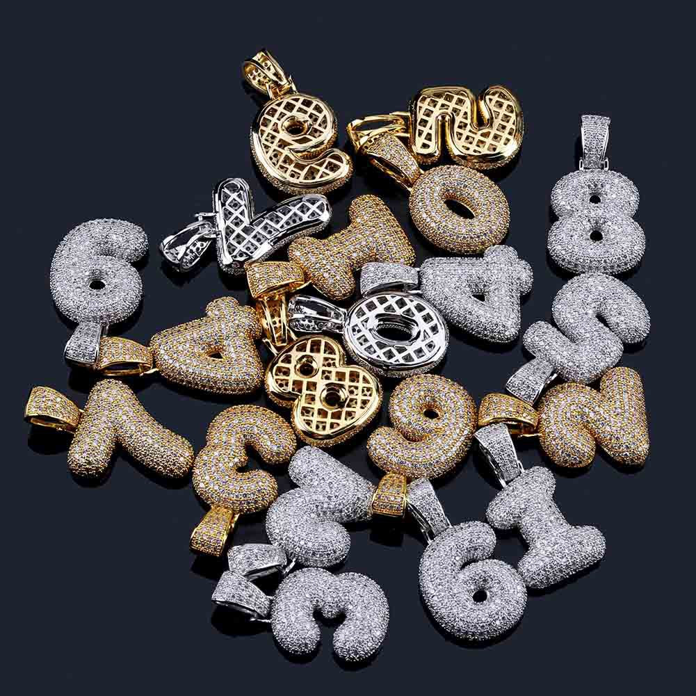 Ice 0-9 Arabic Numerals Moissanite Pendant